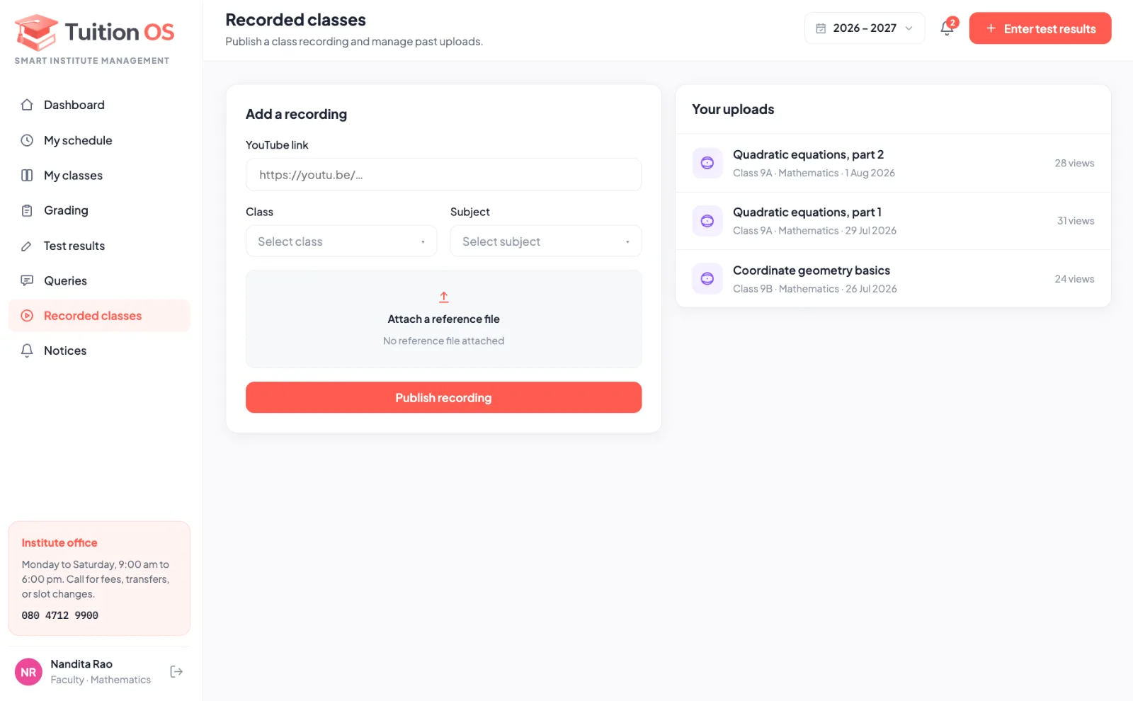 Add Recorded Classes